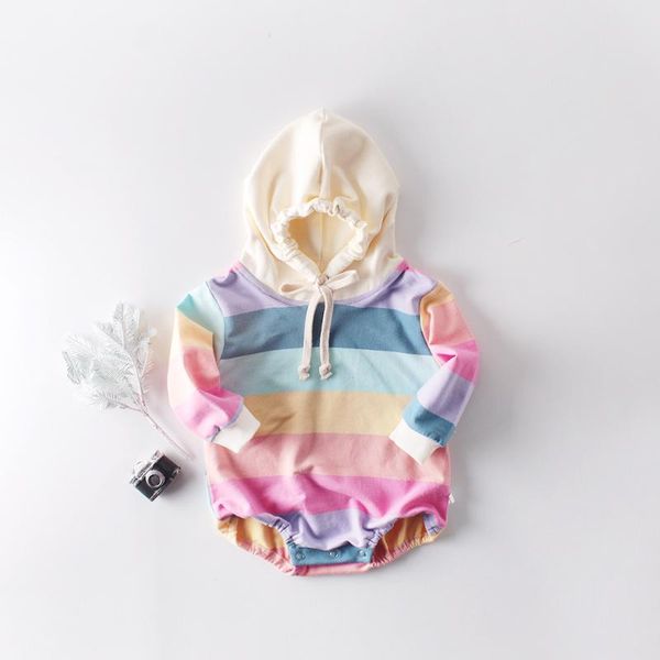 

2020 autumn new arrival girls fashion rainbow rompers newborn romper new born baby clothes, Blue