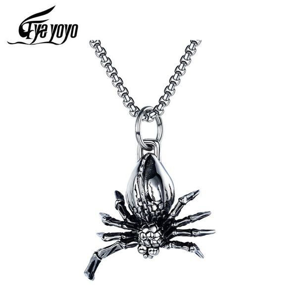 

pendant necklaces eyeyoyo vintage punk stainless steel jewelry domineering men's necklace titanium spider, Silver