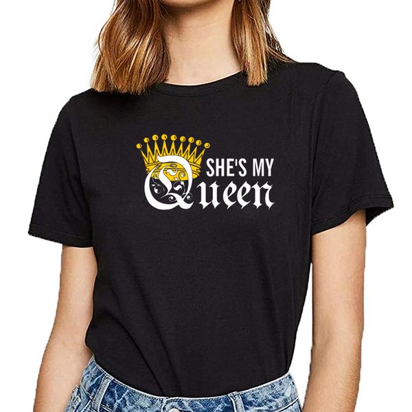 

t shirt women king and queen casual black custom female tshirt