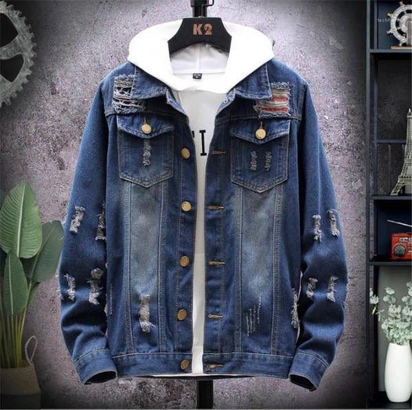 

осень пальто с длинным рукавом нагрудные шея сыпучие man jean jacket mens куртки дизайнер денима дыры пружинные, Black;brown