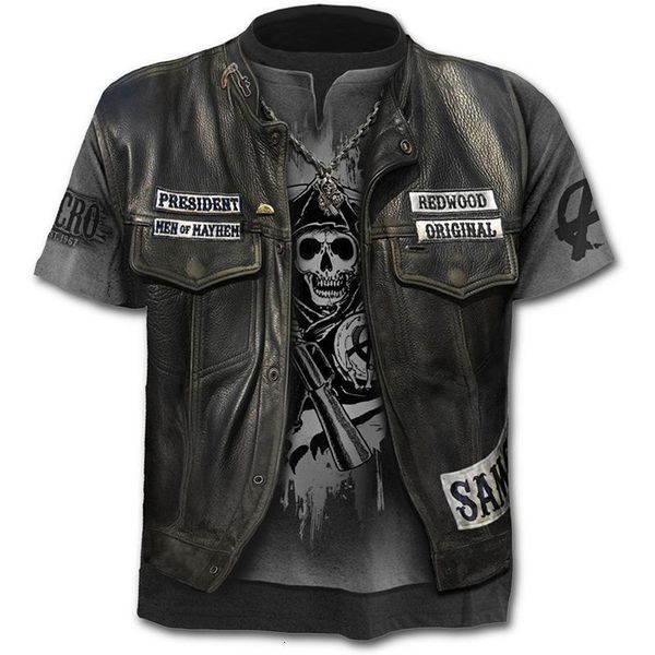 

2020 new fake jacket print skull 3d summer trendy t-shirt men/female short sleeve top, White;black