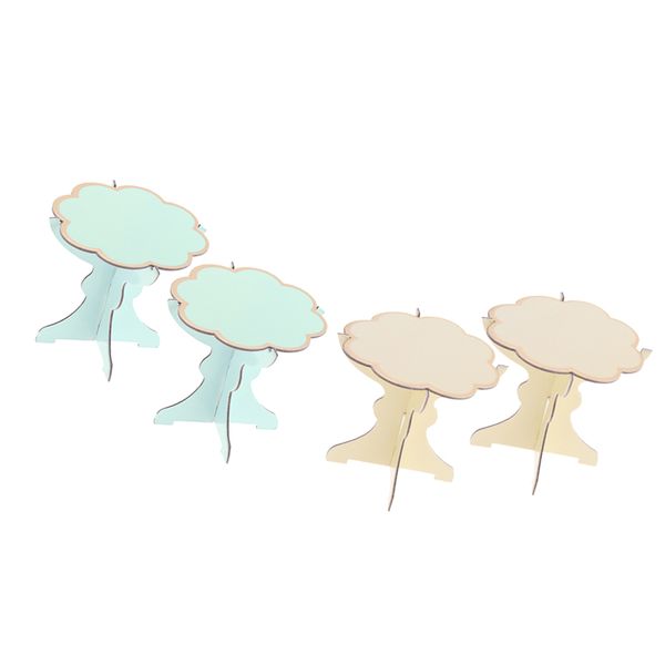 

pack of 4 cake display stand dessert cupcake holder tray wedding decor blue+yellow
