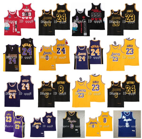 

ncaa los angeles 8 24 bryant mamba jersey lebron 23 james juice wrld #999 jersey 100% stitched basketball jersey, Black