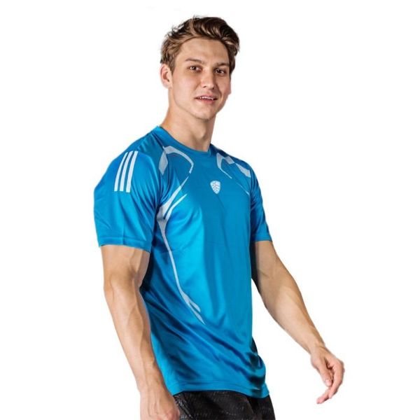 

man sport soild colors fitness shirt t-shirt running breathable quick-drying stretch t-shirt cool gym clothing, White;black