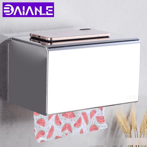 

toilet paper holder cover waterproof bathroom tissue roll paper holder box stainless steel paper towel holder rack wall mounted t200425