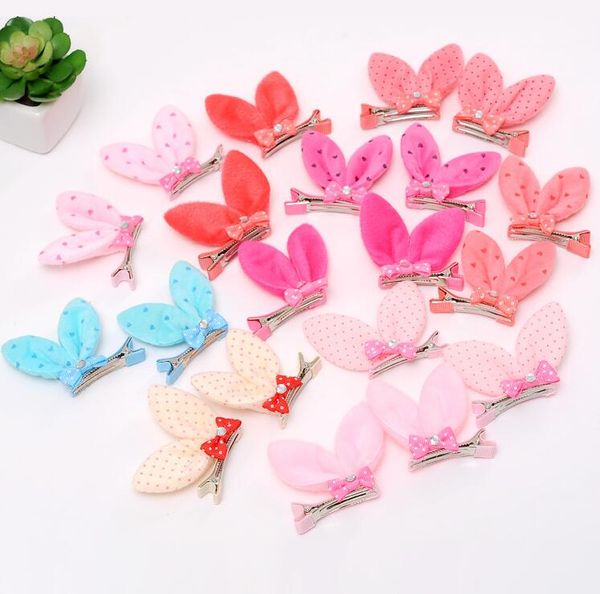 

epecket dhl korea diamond-studded rabbit ears bow girls hairpin wholesale djfj065 jewelry hair clips & barrettes, Golden;silver