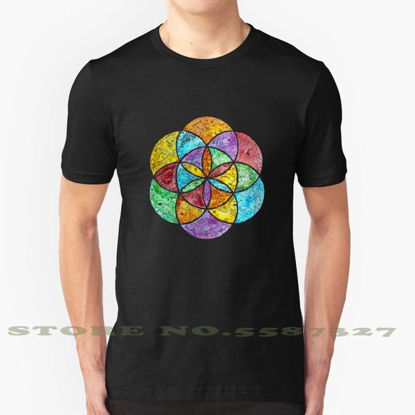 

seed mandala black white tshirt for men women happy mandala rainbow chakra colourful seed mandala sacred geometry buddhism