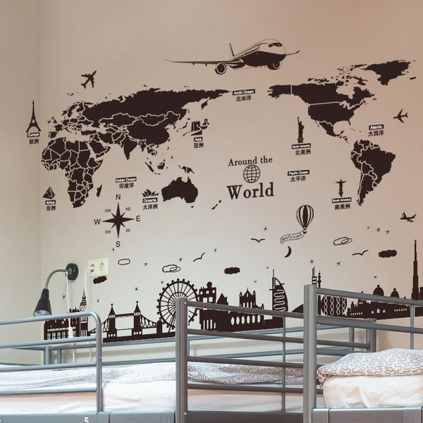 

[shijuehezi] wall stickers diy black buildings mural decals for living room bedroom house decoration accessories