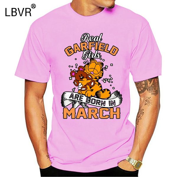 

men tshirt short sleeve real garfield girls are born in march garfield t shirt o neck women t-shirt