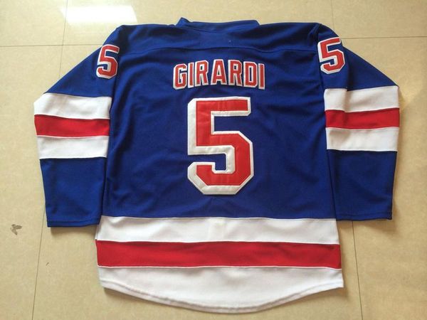 

customize name number mens new york rangers jerseys #5 dan girardi blue ice hockey jerseys embroidery logos,mix orders, Black;red