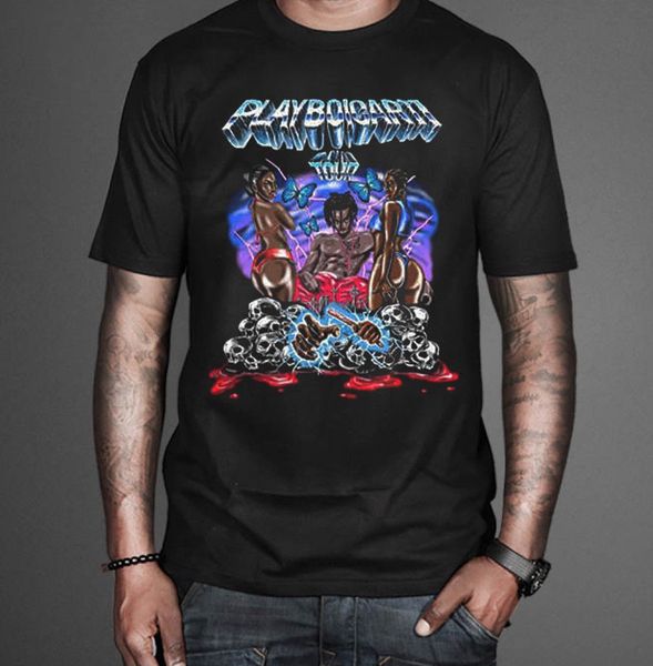 

playboi carti вдохновленный тур тенниска rap хип-хоп черный tee100% хлопок случайные