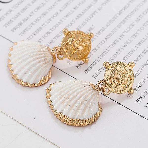 

aensoa sea shell earrings for women white gold color metal shell statement dangle earrings for women 2020 summer beach jewelry, Silver