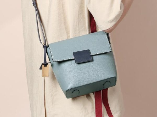 

joker two-tone shoulder bag slung genuine leather handbag cowhide bucket classic bags