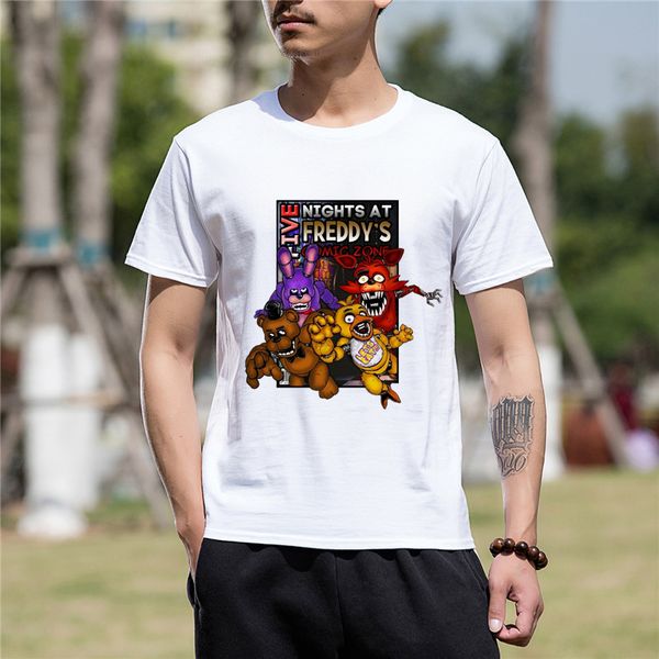 

new summer short sleeve tshirts men clothes freddy fazbear foxy fnaf print cotton funny t shirt men