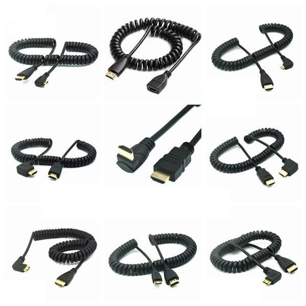 

computer cables & connectors 90 degree down up left right angled type mini micro male to stretch spring curl flexible dslr cable 50cm 200cm