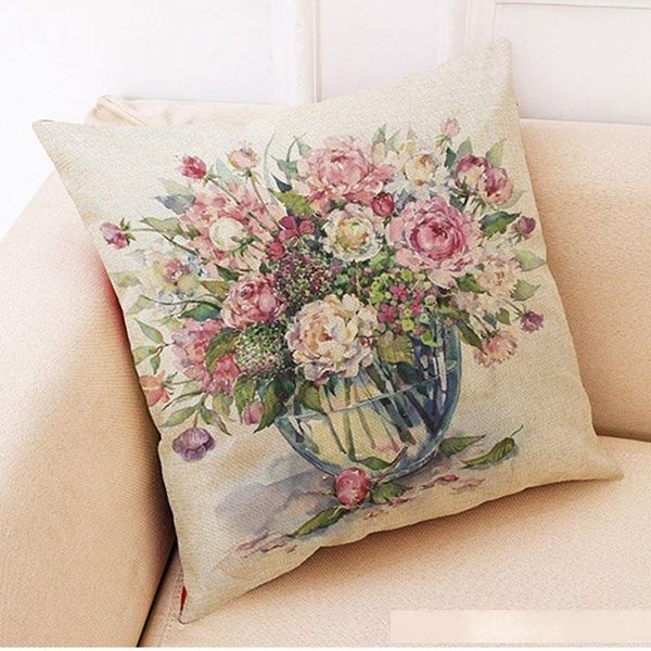 

45*45cm new creative flower cotton and linen pillow case office nap pillow car cushion sofa wasit pillow cushion