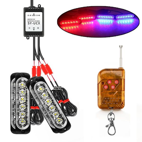 

беспроводная вспышка света 6-led автомобили мотоциклы ships красный синий строб черточки