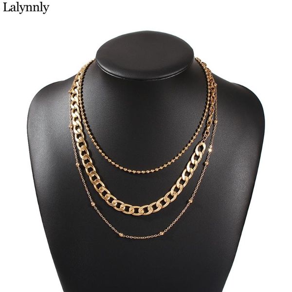 

pendant necklaces lalynnly fashion gold color choker chain multi layer chains necklace for women girls vintage jewelry acessories n7487, Silver