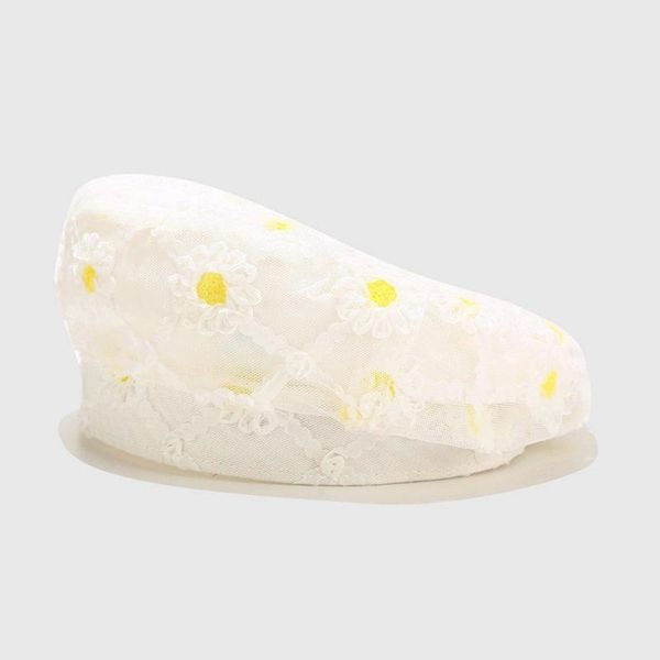 

2020 spring and autumn new flower beret fashion hollow lace mesh gauze hat women, Blue;gray