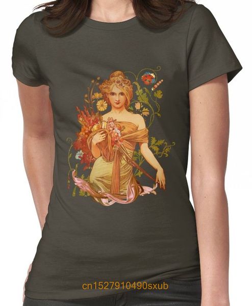 

men's print casual 100% cotton t-shirt popular mucha floral women's t-shirt