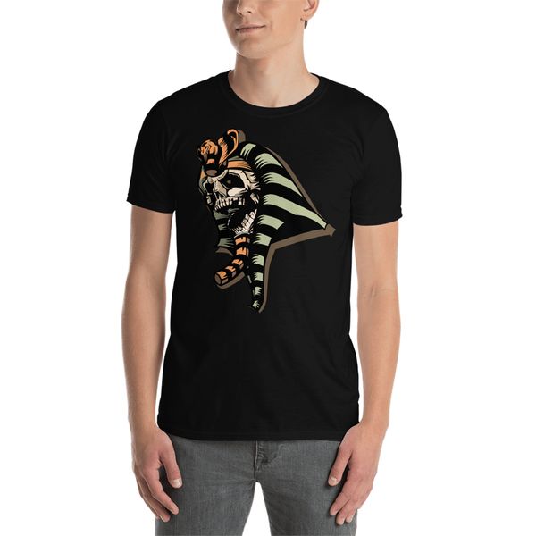

abstract cartoon skull of the mummy of rameses pharaoh of egypt - sphinx t-shirt retro tee shirt