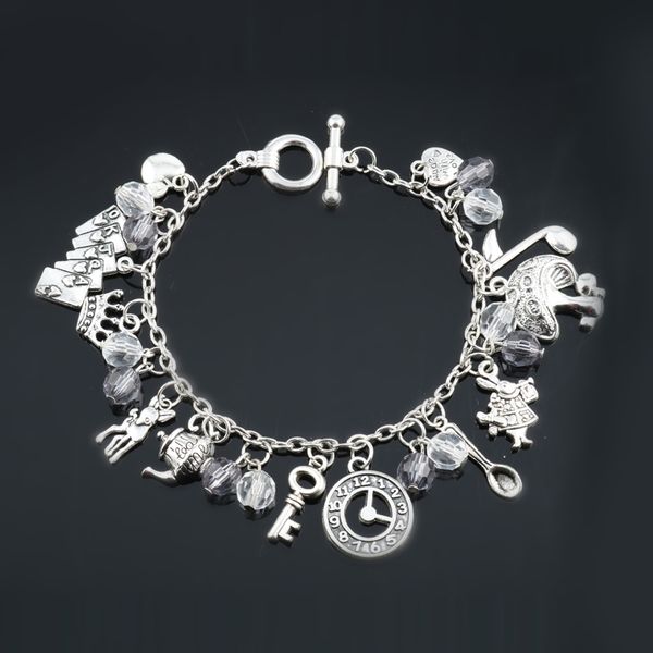 

hanchang fashion bracelets accessories mushroom bell bangles bracelets alice in wonderland pendants women girls gifts, Black