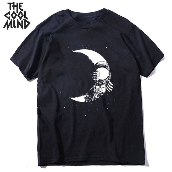 

coolmind 100% cotton short sleeve cool moon print men t shirt casual loose men tshirt o-neck t-shirt cool men tee shirts mo0166