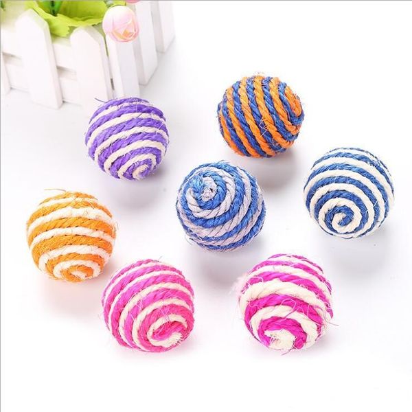 

pet cat toys colorful 5cm hand-made sisal cat ball toy elasticity balls toy dog toys supplies wholesale 0011pet