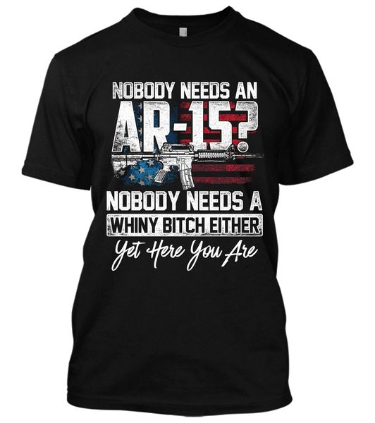 

nobody needs an ar-15 new men&#39s shirt american flag pro gun bullet riffle weapon