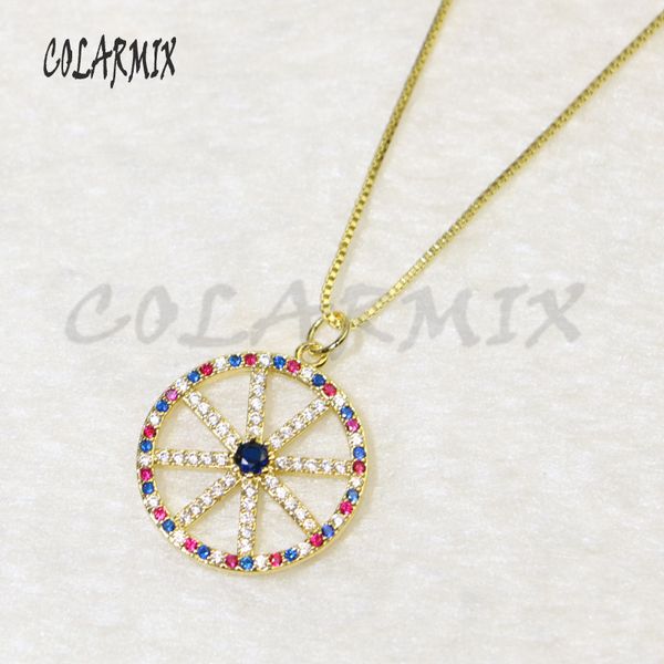 

10 strands wheel pendants necklace round charm necklace crystal pendants accessories for women 56028, Silver