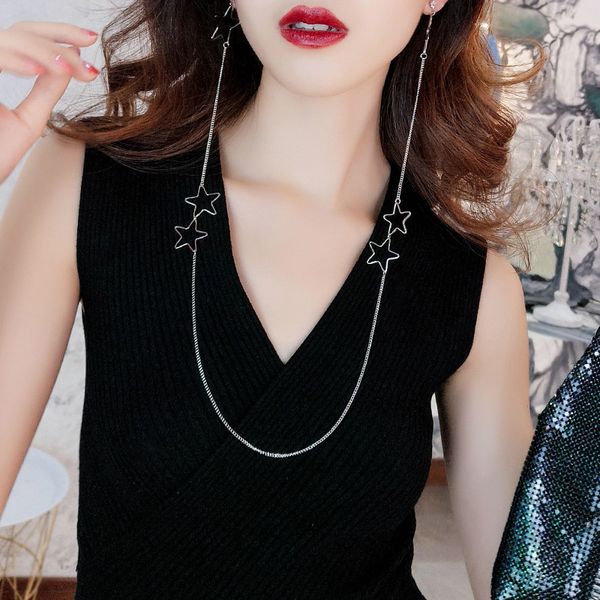 

2020 дизайнер роскошь мода серьги ожерелье один чистая красная долго висят шеи серьги моды звезды серьги пятиконечной, Silver