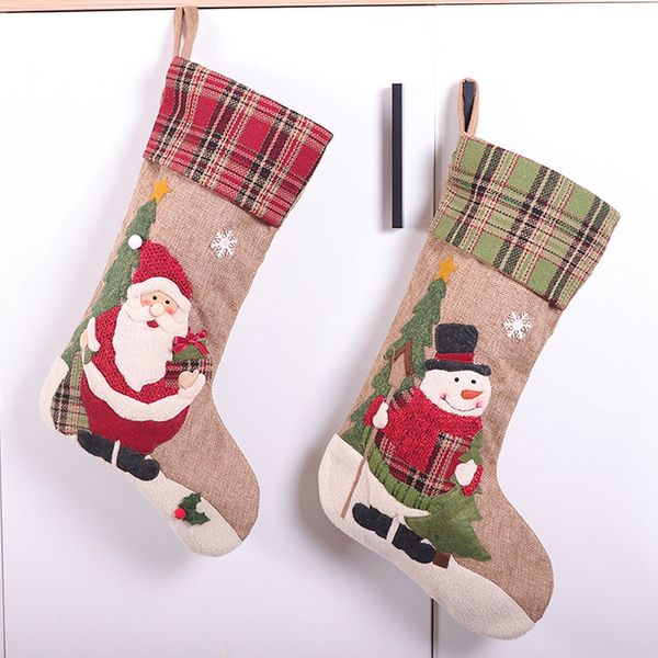

2 pcs christmas stocking snowman santa stocking 3d xmas stockings gift and treat bag for favors and decorations