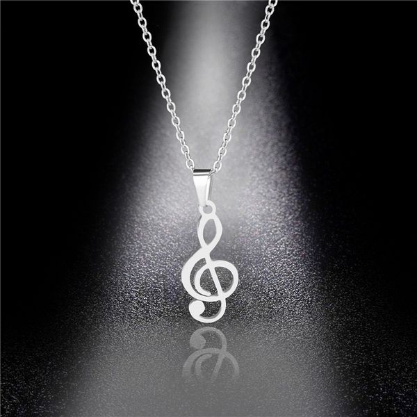 

pendant necklaces creative music symbol necklace female note titanium steel stainless trend accessories, Silver
