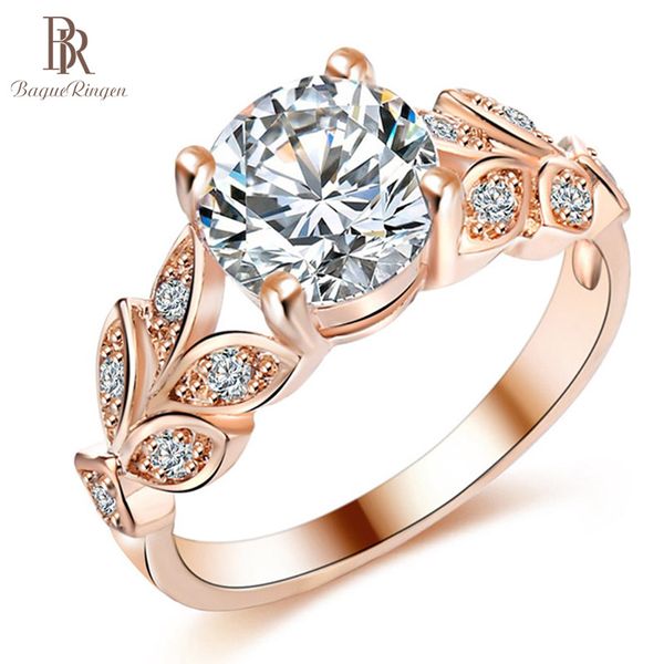 

bague ringen 925 silver jewelry rings for women temperament flower zircon ring rosegold color anniversary birthday gift, Golden;silver