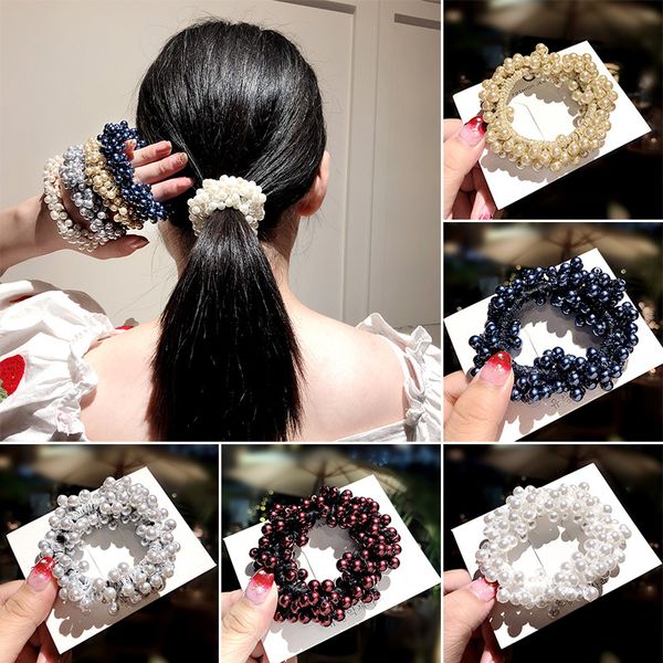 

hair accessories fashion pearl elastic bands rubber headwear ponytail holder scrunchies for women