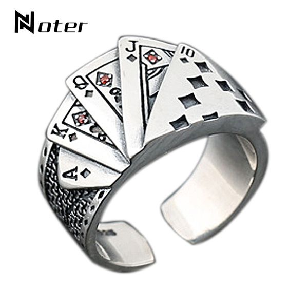 

antique open rings for men women hiphop rock punk playing card ring creative 10jqpka ring bague homme casual jewelry, Golden;silver