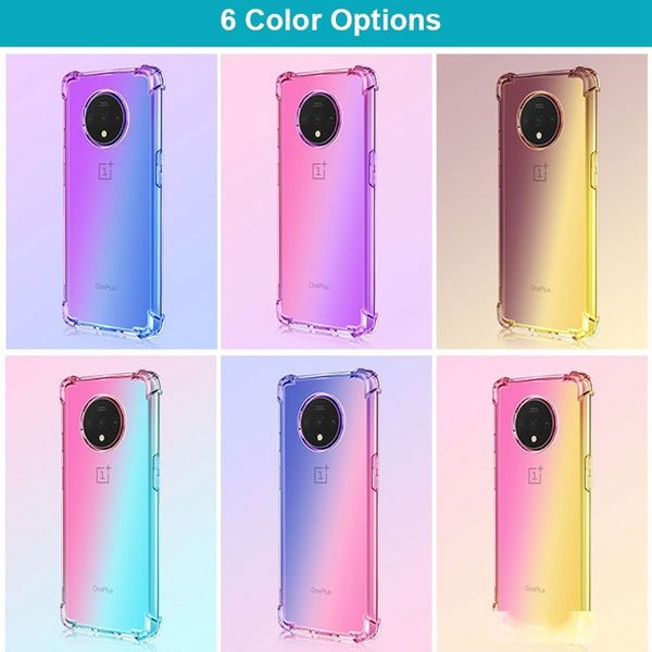 

gradient color anti knock cover case for oneplus 7 7t pro one plus 7 t pro coque rainbow soft coque