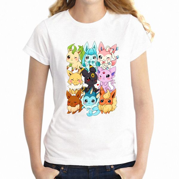 

women t shirt eevee evolution pok mon gamer girl tee short sleeve tee shirt wholesale