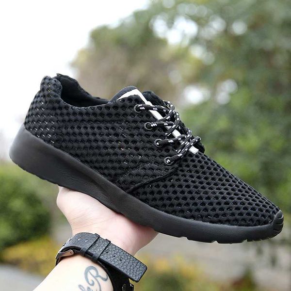 

classic sneakers fashion mesh breathable men's casual shoes outdoor walking jogging shoes zapatillas hombre plus size, Black