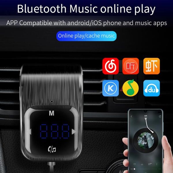 

fm transmitter bluetooth car wirless radio adapter aux mp3 player fm modulator with hands-speaking dual usb fast charger