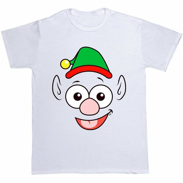 

smiling happy big ear santa's helper elf face christmas mens t-shirt street tee shirt