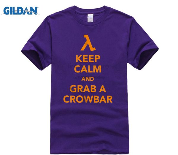 

fps classic game half life men t shirt keep calm grab a crowbar boy letters printed short sleeve tees o-neck 100%cotton eu size