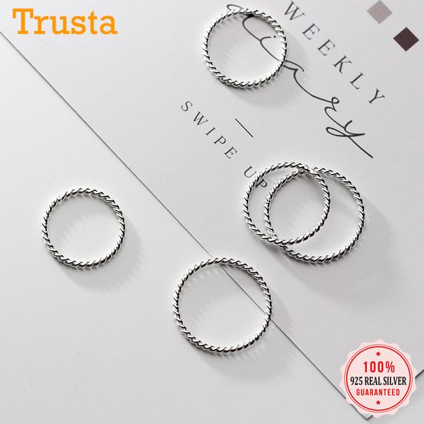 

cluster rings trustdavis genuine 925 sterling silver simple lovely twist finger ring size 5 6 7 8 9 for women party wedding s925 jewelry d11, Golden;silver