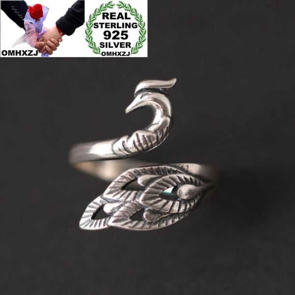 

cluster rings omhxzj wholesale rr1182 european fashion fine woman girl party birthday wedding gift phoenix peacock 925 sterling silver ring, Golden;silver