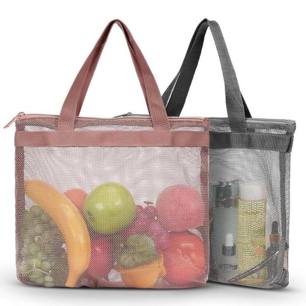

multi functional fold-able beach mesh tote, gym travel swimming reusable shopping bag, two bags in one order