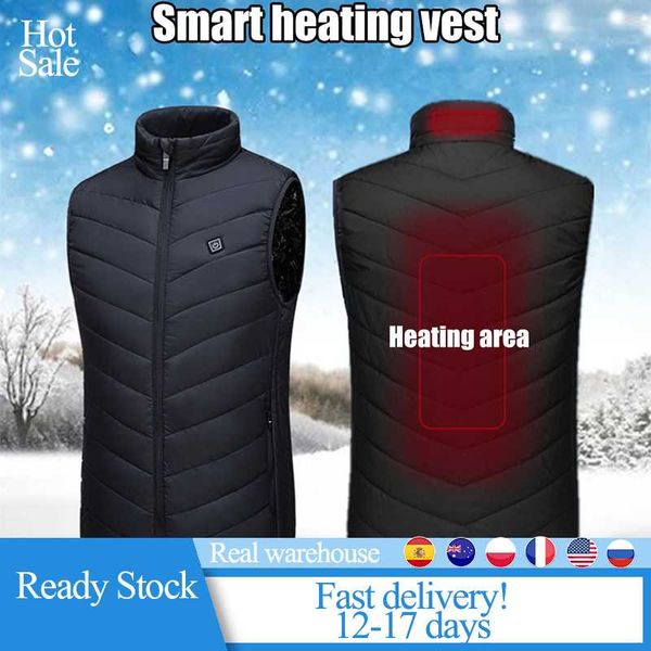 

outdoor t-shirts winter women's warm vest jacket heated usb heating thermal cloth feather camping hiking hunting, Gray;blue