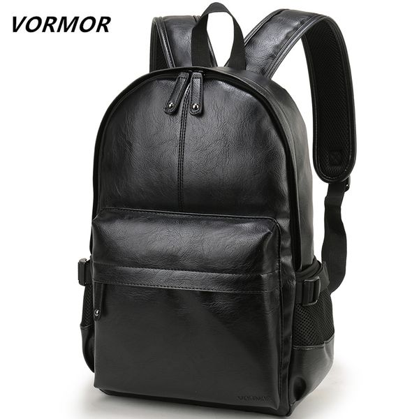 

vormor brand men backpack leather school backpack bag fashion waterproof travel bag casual leather book bag male 200918