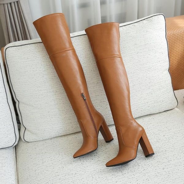 

sklfgxzy european over knee boots female boots brown women's 10cm high heels autumn winter women's shoes, Black