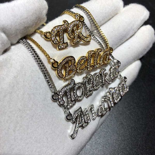 

custom iced name pendant female jewelry, Silver