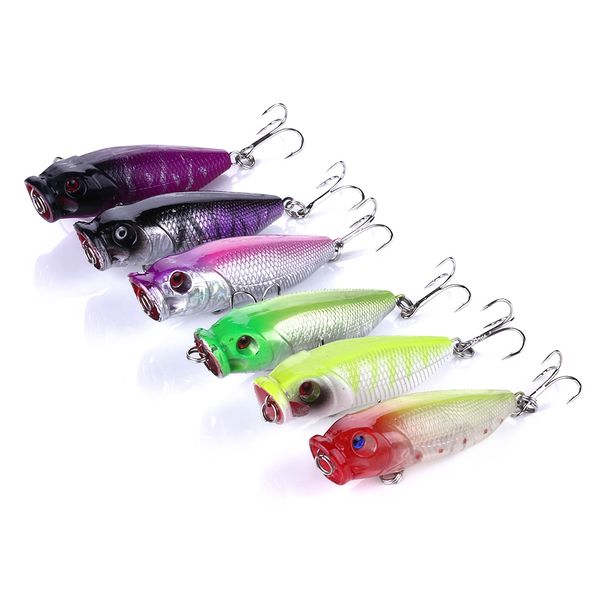 Hot selling Popper Lure 6.5cm 9,2G 6 # ganchos de água superior mágico popper isca dura, isca de pesca plástica, (po011) 72 pcs, freeshipping